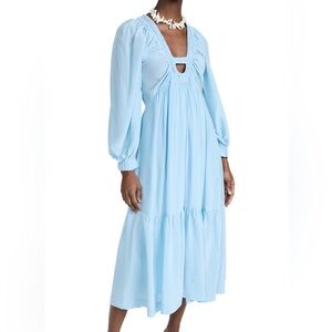 Sea Nyla Twill Puff Sleeve V Neck Dress